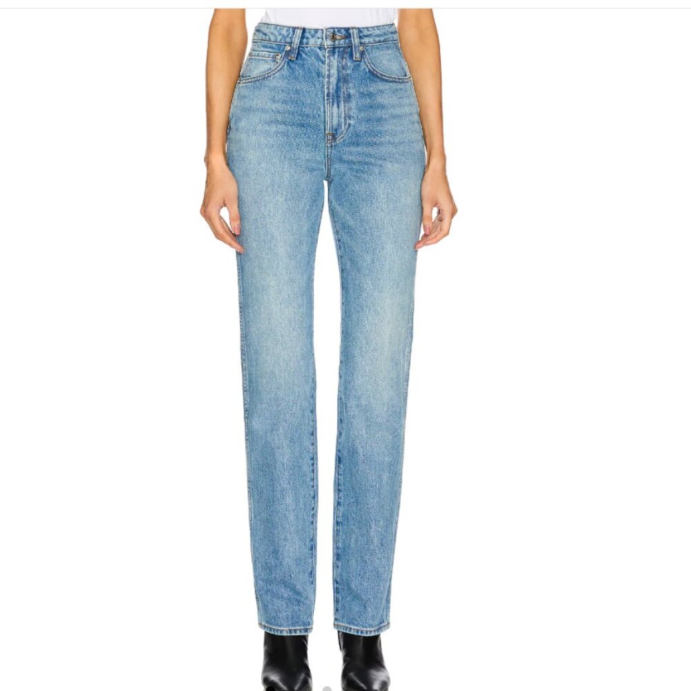 GRLFRND Light Blue High-Rise Straight Jeans